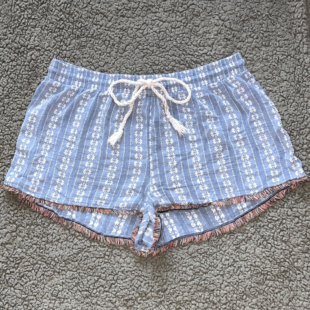 Bohemian lounge shorts with colored fringe on ends 🥰